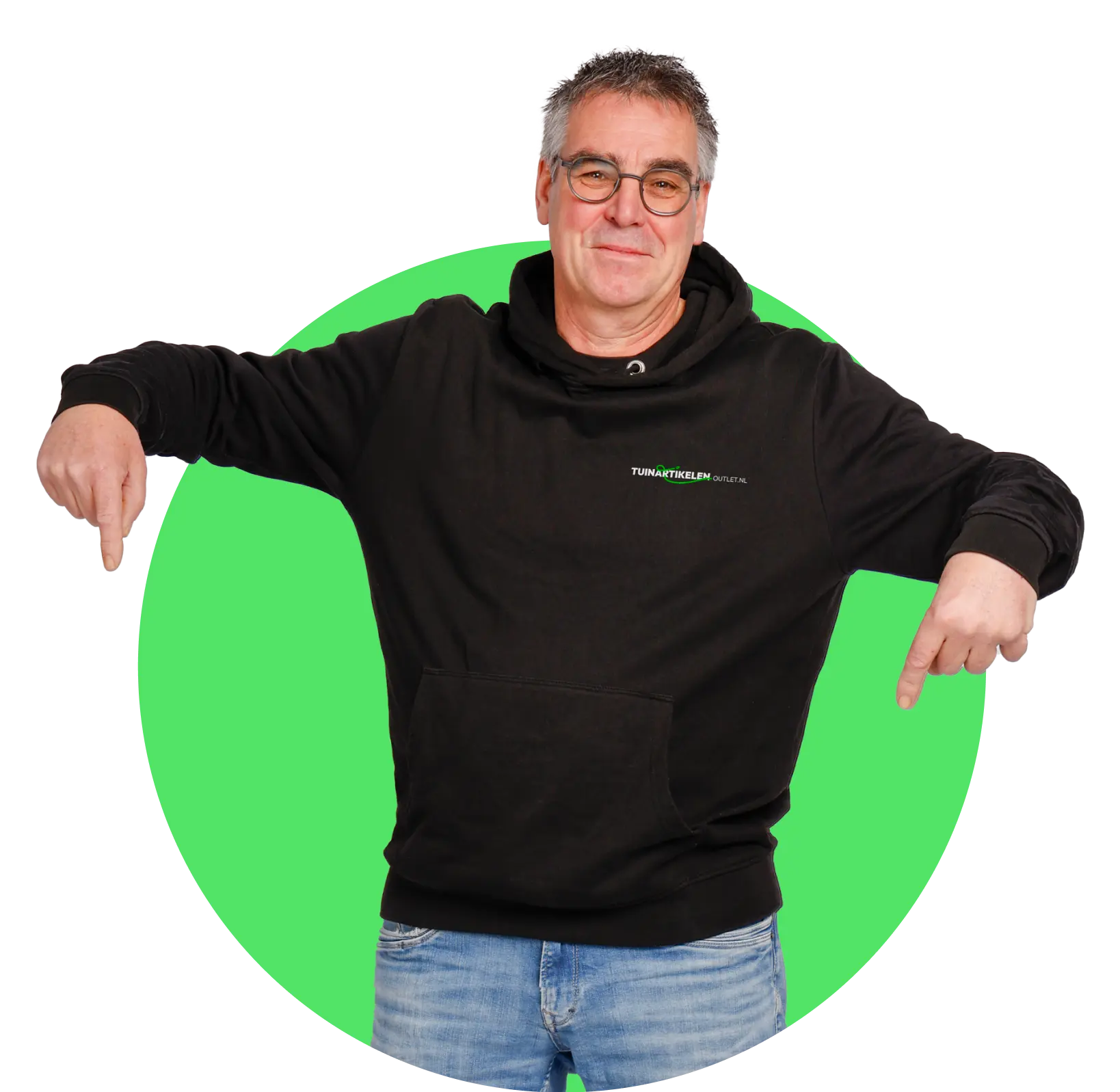 Arjan wijst naar beneden