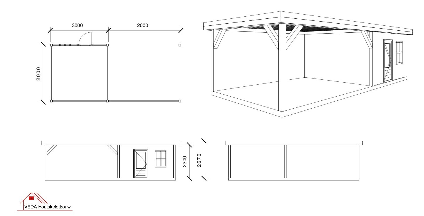 Douglas tuinhuis Jos 1 - 500 x 200 cm - Afbeelding 2