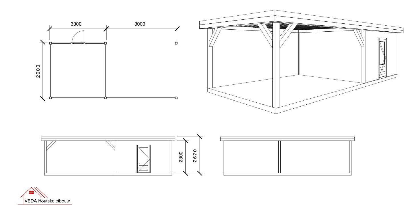 Douglas tuinhuis Stan 2 - 600 x 200 cm - Afbeelding 2