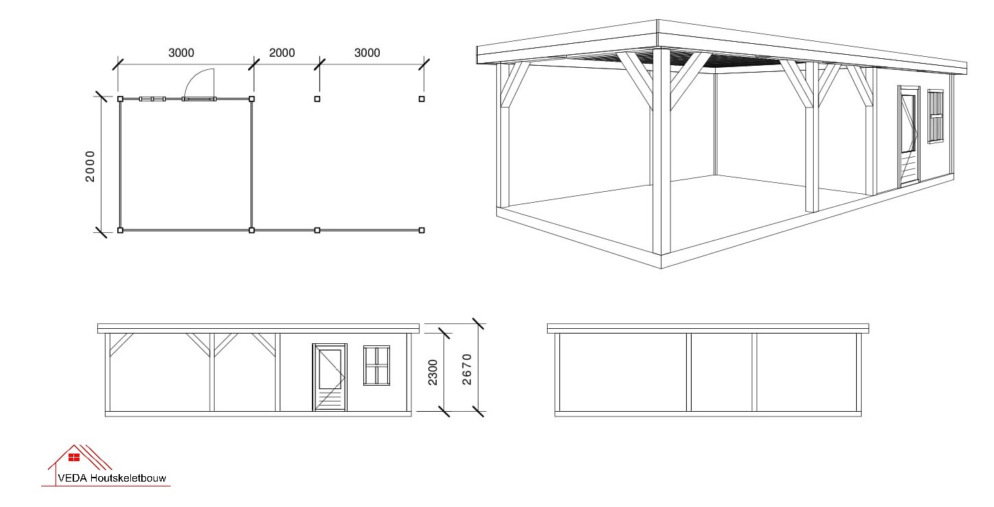 Douglas tuinhuis Jos 3 - 800 x 200 cm - Afbeelding 2