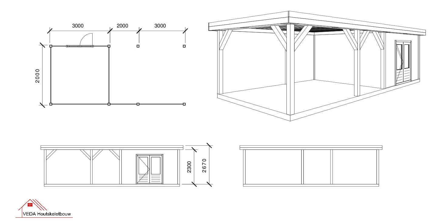 Douglas tuinhuis Jill 3 - 800 x 200 cm - Afbeelding 2
