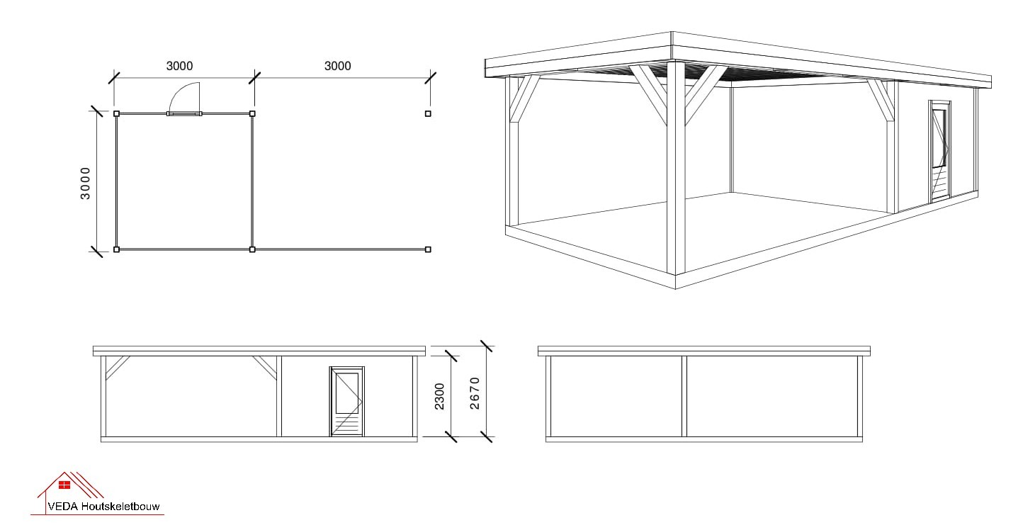 Douglas tuinhuis Jack 2 - 600 x 300 cm - Afbeelding 2
