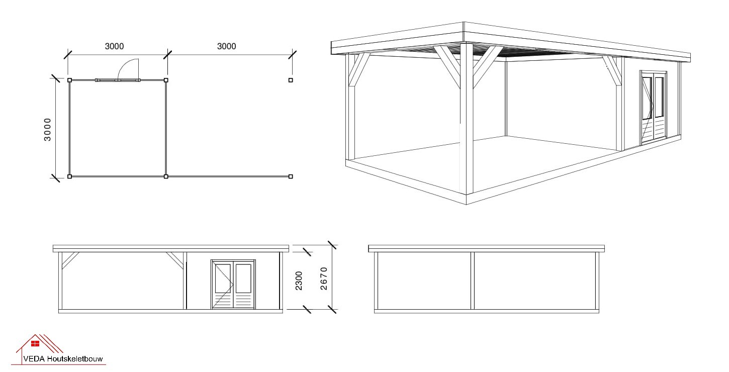 Douglas tuinhuis Dex 2 - 600 x 300 cm - Afbeelding 2