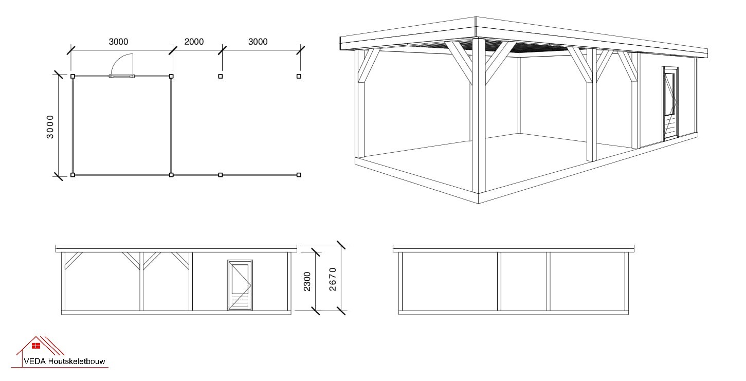 Douglas tuinhuis Jack 3 - 800 x 300 cm - Afbeelding 2
