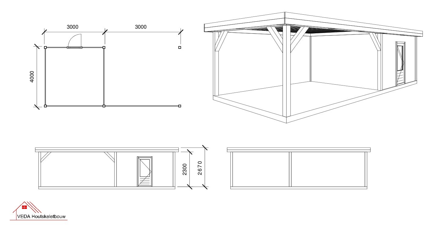 Douglas tuinhuis Raf 2 - 600 x 400 cm - Afbeelding 2