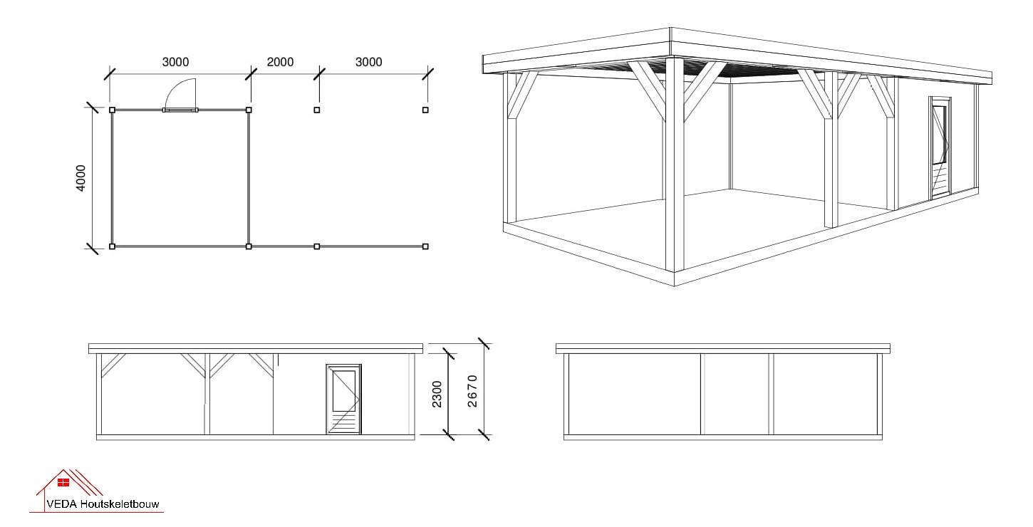 Douglas tuinhuis Raf 3 - 800 x 400 cm - Afbeelding 2