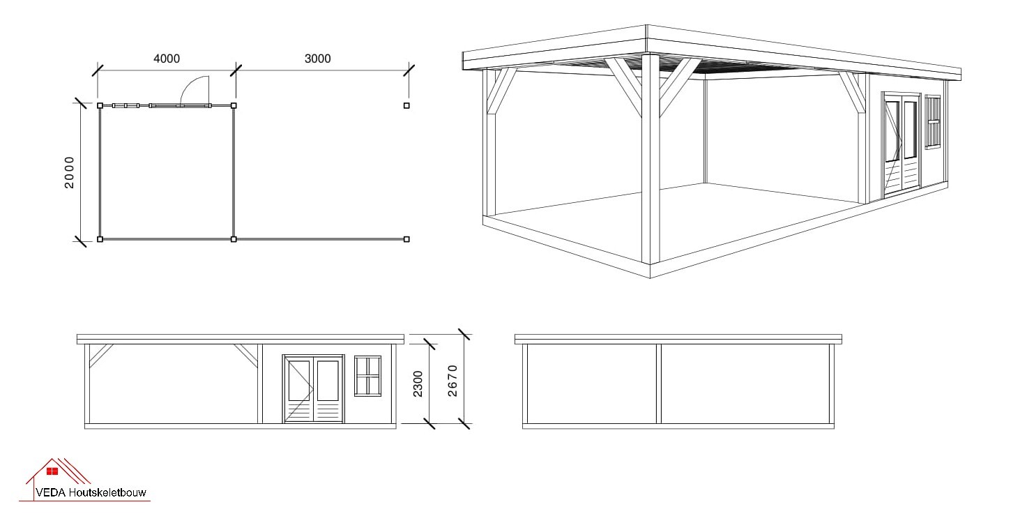 Douglas tuinhuis Jax 2 - 700 x 200 cm - Afbeelding 2