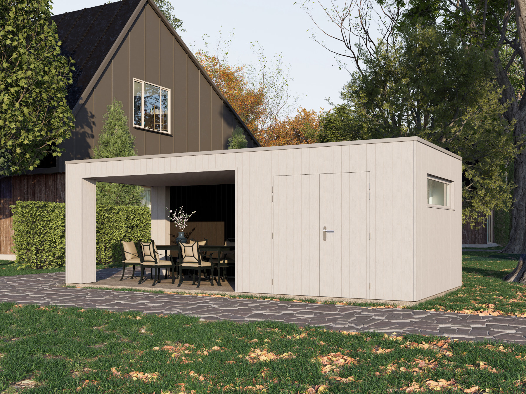 tuinhuis met berging en loungegedeelte_ tuinartikelenoutlet.nl