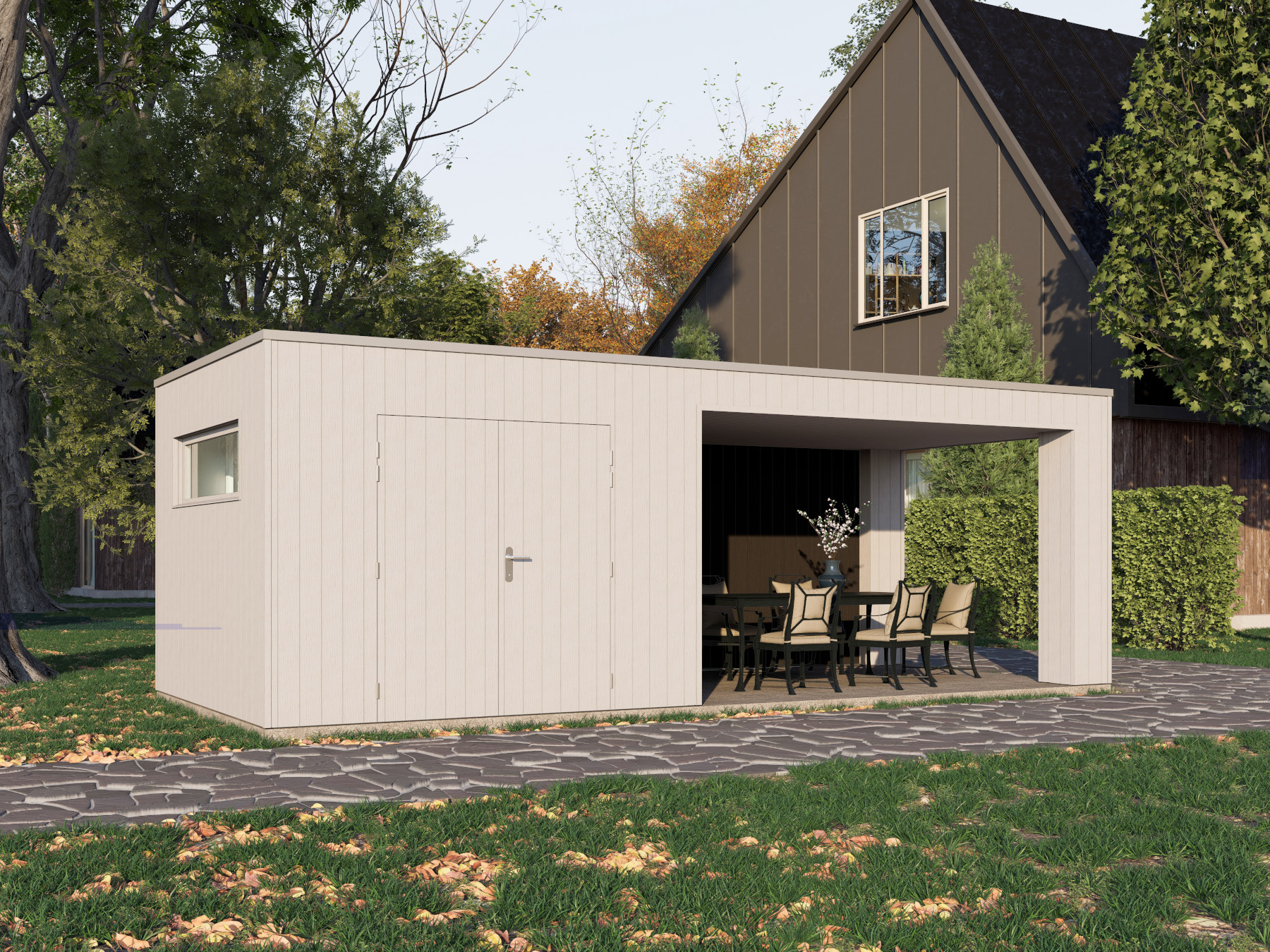 tuinhuis met overkapping