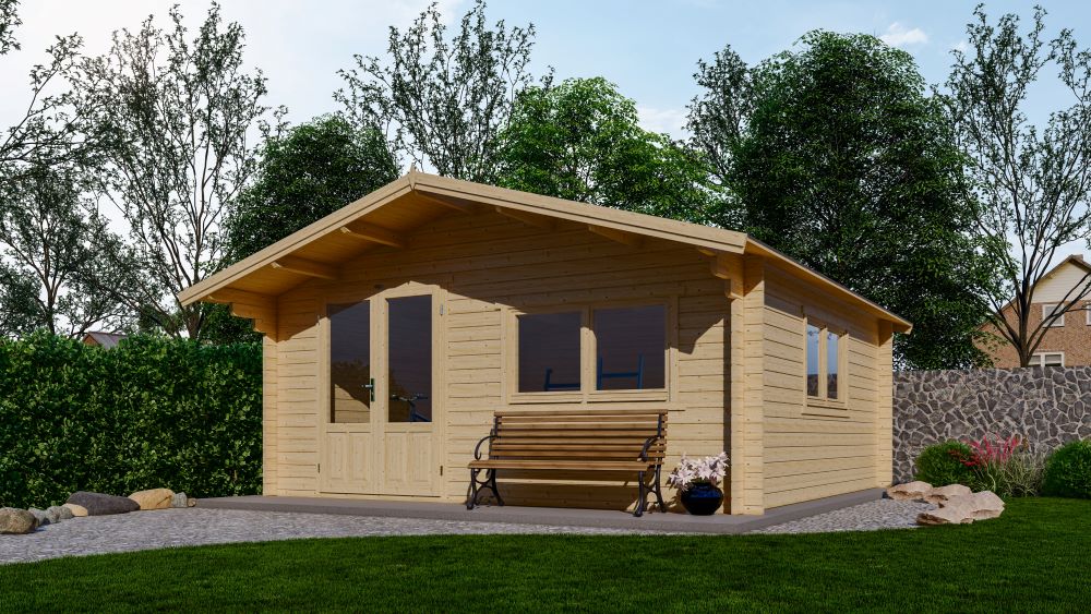 Blokhut 5 x 5 Interflex 500 x 500 cm + Luifel 60 cm