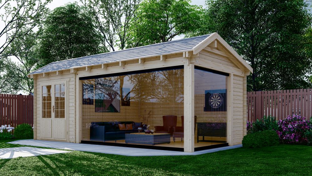 blokhut met overkapping